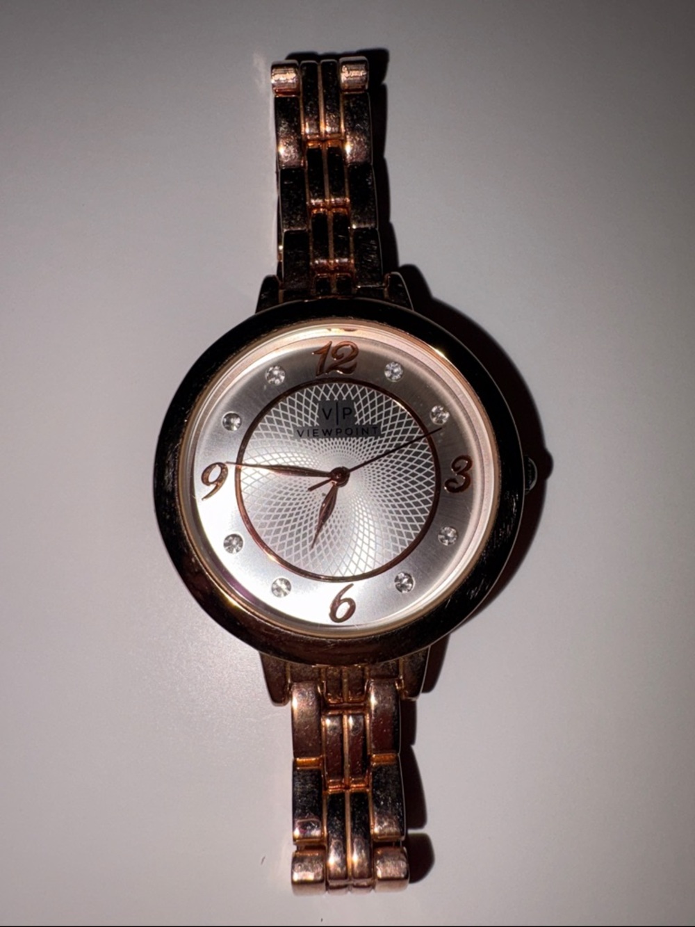 VIEWPOINT Rose Gold Round Face Bracelet Watch - Rose Gold & Silver Dial